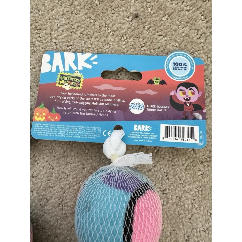 BARK 3-Pack Squeaky Tennis Balls For Dogs (2 Sets) NEW